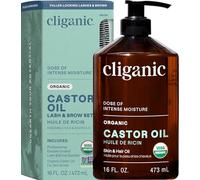 Cliganic USDA Huile de ricin biologique, 100 % pure (500 ml avec kit de cils) - Pour cils, sourcils, cheveux et peau | Pressée à froid naturelle non raffinée sans hexane | Huile de support DIY |