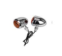 Clignotant Clignotants 2 Pièces Style Classique Mental Chrome Moto Clignotant Indicateur Tournant Ampoule De Lampe Pour Harley/café/Racer 12V Moto (Couleur : Blanc, Taille : 1 UK)