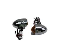 Clignotant de moto avec visière pour Harley Honda Kawasaki Suzuki Yamaha CG125 GN125 café Racer VTX personnalisé (Chrome/Ambre)