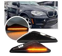 Clignotant dynamique LED latéral répétiteur latéral clignotant clignotant latéral marqueur séquentiel compatible avec BMW E70 E71 X5 E72 X6 F25 X3 2007-2012 lentille fumée