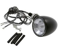 Clignotant moto à diode et feu arrière Kellermann Bullet 1000 DF noir clair | Signal postérieur électroluminescent, stop intégré, rond, métal, verre limpide, anneau homogène, HPT, douze volts, universel
