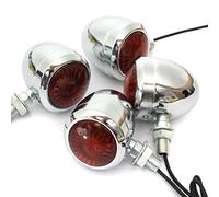 Clignotant Moto,Clignotant Moto LED 2 / 4pcs 12V Retro Métal Chrome Turn Signal Signal Indicateur Ampoule Ampoule Vintage Ambre Universal(4Pcs)