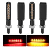 Clignotant Moto Led Feu clignotant 12 V Utilisation adaptée pour moto, feu d'avertissement de direction pour scooter, dirt pit bike, cruiser, racer, arrière latéral(4pcs Red Amber)