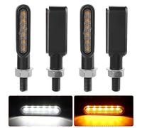 Clignotant Moto Led Feu clignotant 12 V Utilisation adaptée pour moto, feu d'avertissement de direction pour scooter, dirt pit bike, cruiser, racer, arrière latéral(4pcs White Amber)