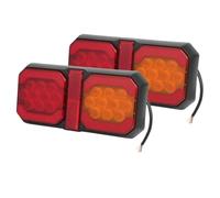 Clignotant Rétroviseur Feu Arrière LED Carré Pour Camion Pour 12 V Pour 24 V Clignotant Stop Arrière Rouge Ambre Remorque Voyant Rétroviseur(2pcs Red Amber)