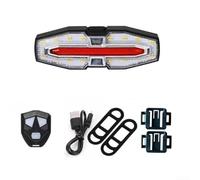 Clignotant solaire sans fil pour vélo avec télécommande et klaxon intégré, feu arrière de sécurité LED pour vélo, noir (C)