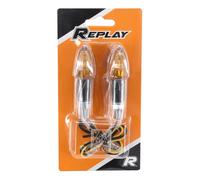 Clignotant universel replay micro fleche a ampoule orange base abs carbone (l 55mm - h 20mm - l 23mm) (homologue ce) (paire) n/a