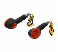 Clignotant universel micro ovale orange-noir avec temoin base courte Orange/noir