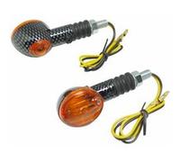 Clignotant universel replay micro ovale orange-carbone avec temoin base courte Orange/carbone n/a