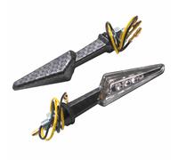 Clignotant universel mini demi fleche a leds transparent-carbone mat (l 81mm - h 21mm - l 28mm) (paire) **