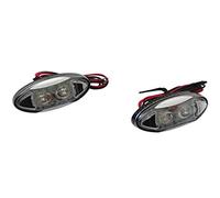 CLIGNOTANT UNIVERSEL REPLAY MINI OVALE TRANSPARENT-CARBONE 2 LEDS ORANGES -HOMOLOGUE CE- (PAIRE)