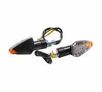 Clignotant universel mini pyramide 8 leds oranges base abs transparent-carbone avec temoin Transparent/carbone