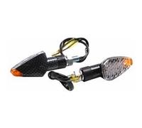 Clignotant universel mini pyramide 8 leds oranges base abs transparent-carbone avec temoin Transparent/carbone
