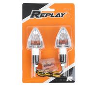 Phares Clignotant Universel Replay Mini Triangle Transparent-Blanc A Lampe Orange (Paire) **