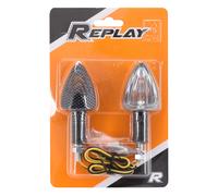 Clignotant universel replay mini triangle a ampoule transparent-carbone (l 83mm