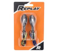 Clignotant universel smile mouth 15 leds oranges base alu transparent-noir (l 63mm - h 18mm - l 22mm) (homologue ce)