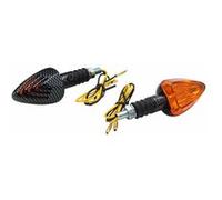 Clignotant universel triangle orange-carbone brillant base courte Orange/carbone