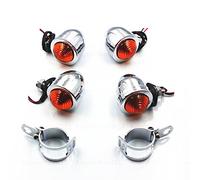 Clignotants de moto + pinces de fourche pour cruiser Old School Bobber Cafe Racer Vintage Rétro Clubman Rat Bike (Chrome/Ambre)