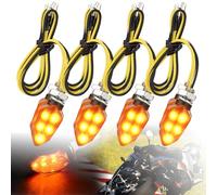 Clignotants Moto LED 12V 4 Pièces Homologués E-Mark E24 Clignotant Moto avec 5 LED Étanche IP65 Mini Blink L-E-D Universels pour Harley/Yamaha/Honda Mo-to Scooters Quads VTT Véhicules ToutTerrain Vélo