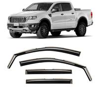 CLIM ART pour Canal Déflecteurs Voiture pour/Compatible avec Ford Ranger 2011-2022 -Déflecteur d'air, Déflecteurs pour Auto, Deflecteur Air Fenêtre - Protection Soleil&Pluie - Inst. Facile -4Pc