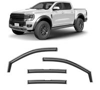CLIM ART pour Canal Déflecteurs Voiture pour/Compatible avec Ford Ranger 2022-2026 SuperCrew -Déflecteur d'air, Déflecteurs pour Auto, Deflecteur Air Fenêtre-Protection Soleil&Pluie-Inst. Facile -4Pc
