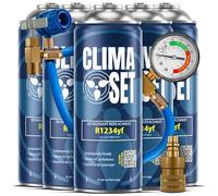 CLIMASET - R 1234yf Air Con Recharge X 5 & Hose & Adapter Az - Kit de Recharge de Gaz pour Climatisation - Kit de Recharge pour Climatisation Automobile - pour Les Véhicules Fabriqués En 2016 Ou Après