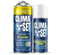 ClimaSet - Recharge 3 en 1 R 1234yf pour climatisation, huile, produit anti-fuites et nettoyant pour climatisation - Kit de Recharge de Gaz pour Climatisation pour Automobile - 170 g