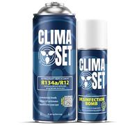 ClimaSet - Recharge de gaz r134a pour climatisation et nettoyant pour climatisation - Kit de Recharge de Gaz pour Climatisation pour Automobile - 170 g