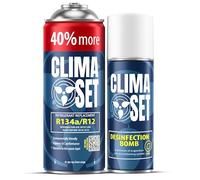 ClimaSet - Recharge de gaz R134a XL pour climatisation automobile et nettoyant pour climatisation - Kit de recharge de gaz pour véhicule - 235 g