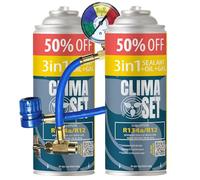 ClimaSet Remplacement du gaz refrigerant 3en1 R134a 2x235 g pour Climatisation manometre clim, Climatiseur - flexible climatisation - Recharge climatisation voiture - Gaz R134a - ECO
