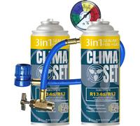 Climaset Remplacement Du Gaz Refrigerant R134a 1x170 G Pour Climatisation Manometre Clim, Climatiseur - Flexible Climatisation - Recharge Climatisation Voiture - Gaz R134a - Cartouche Gaz - Eco