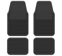 ClimaTex Lot de 4 Tapis de Sol Robustes en Caoutchouc pour Voiture, Camion, fourgonnette et VUS pour la Protection du Sol, résistant aux intempéries, pour première rangée et deuxième rangée, Noir, 4