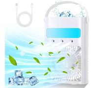 Climatisation mobile, mini refroidisseur d'air portable, 700 ml, refroidisseur d'air par évaporation avec 3 vitesses, ventilateur avec 7 lumières LED, refroidisseur d'air pour maison/bureau (Blanc)
