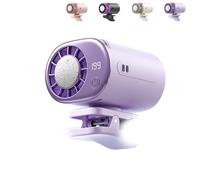 Climatiseur à clipser pour voiture, ventilateur portable avec affichage LED et semi refroidissement à 16 ℃ rotation à 360° 199 vitesses réglables rechargeable par USB pour voiture SUV camion (Violet)