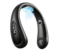 Climatiseur de cou, ventilateurs de cou rechargeables avec flux d'air de refroidissement par semi-conducteur, ventilateur de cou portable avec batterie de 5000 mAh, 3 vitesses, écran