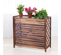 Climatiseur De Fenêtre Garde-corps Écran De Confidentialité Clôture Climatiseur Et Grille De Protection De Pompe À Chaleur, Coque De Poubelle Cachée, Support For Plantes À Persiennes De Balcon En Bois