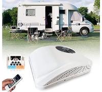 Climatiseur de toit 2 en 1 DC RV avec refroidissement et chauffage, climatiseur électrique sur pied for caravane, voiture, camping-car, camion, camping-car, pelle, 12 V