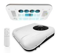Climatiseur de toit pour camping-car, Climatiseur de RV stationnement 12V/24V, avec compresseur à spirale, silencieux, pour camping-cars, camions, fourgons, remorques de bateau et tracteurs,12V