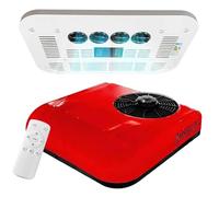 Climatiseur De Toit pour Camping-Car DC 12V/24V, Climatiseur De Stationnement, Compresseur De Climatisation Mobile pour Camionnettes, Véhicules Tout-Terrain, Camions, Camping-Cars,Red-24V