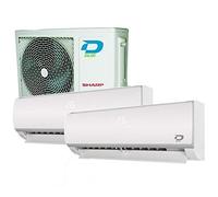 CLIMATISEUR DUAL SPLIT WIFI DILOC R32 12000+12000 3,2+3,2Kw compresseur SHARP