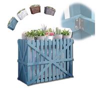 Climatiseur - Enclos autoportants en bois - Poubelle de clôture rétro bleu/marron/gris/blanc 105 x 50 x 95 cm - Solution élégante de décoration extérieure