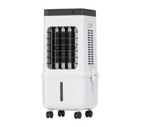 Climatiseur évaporatif mobile blanc compact avec télécommande, ventilateur rafraîchisseur domestique à réservoir d'eau et roulettes