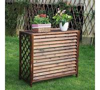 Climatiseur Extérieur Écran De Clôture Couverture De Climatiseur De Balcon Extérieur For Unités Extérieures, Cadre De Boîtier De Climatisation En Bois, Avec Grilles De Stores, Support De Stockage For