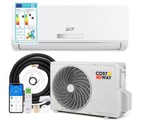 Climatiseur Fixe Mono-Split 9000BTU 2,6 kW Wifi R32 COSTWAY-16-32°C-Pompe à Chaleur--Kit 4M de Liaison Complet-Minuterie 24H