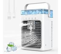 Climatiseur Mobile, 1000ML Climatiseur Portable, Rafraîchisseur D'air évaporatif Personnel, 3 Vitesses, Ventilateur Rafraîchissant pour Voiture, Bureau, Camping, Chambre, Bureau