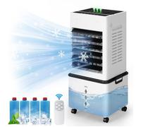 Climatiseur Mobile 10L Rafraichisseur d'Air Ventilateur avec 6 Vitesses, 3 Buse à LED, Minuterie 24H, Télécommande
