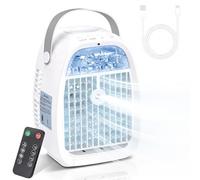 Climatiseur Mobile 1100ML, Mini Rafraîchisseur d’Air 4 en 1 avec Télécommande, Ventilateur Brumisateur USB, 2 Modes Brume, 3 Vitesses, Minuteur 1H/2H/4H, Veilleuse LED, pour Chambre Bureau Camping