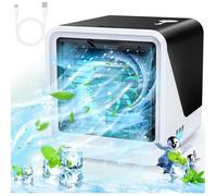 Climatiseur mobile 3 en 1 de type C,silencieux,réservoir d'eau de 500 ml,3 vitesses,7 couleurs,veilleuse,sans tuyau d'évacuation