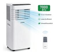 Climatiseur Mobile 7000 BTU 3 en 1 Monobloc avec Kit Fenêtre Réglable Déshumidificateur Ventilateur Minuterie 24H Blanc