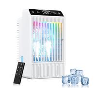 Climatiseur Mobile avec Ecran, 1000 ml Refroidisseur D'air, 4-EN-1 Ventilateur Humidificateur Mini Clim avec Double Pulvérisation et Lumière, 4 Vitesses de Synchronisation Climatiseurs Portables